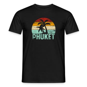 Phuket Souvenir Palm Trees Summer Sun Sea Beach - Men's T-Shirt - black - Front - AI Model Male 178 light (178cm)