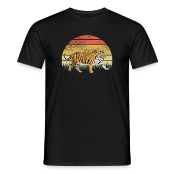 Tiger Animal Predator Africa Safari Dessin animé coloré - T-shirt homme - noir - Devant - AI Model Male 178 light (178cm)