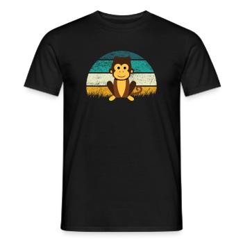 Singe Rétro - T-shirt homme - noir - Devant - AI Model Male 178 light (178cm)