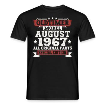 Oldtimer August 1967 55th Birthday Gift Fun - Men's T-Shirt - black - Front - AI Model Male 178 light (178cm)