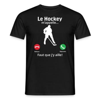 Le Hockey m'appelle faut que j'y aille! - T-shirt homme - noir - Devant - AI Model Male 178 light (178cm)