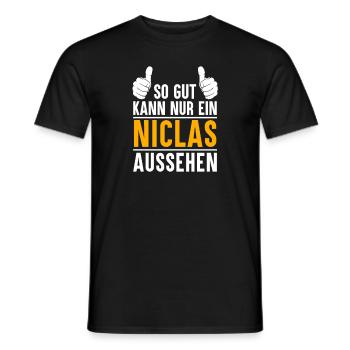 Niclas Vorname Name Geschenk - Männer T-Shirt - Schwarz - Vorne - AI Model Male 178 light (178cm)