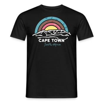Cape Town, Cape Town, South Africa, Table Mountain Retro - Men's T-Shirt - black - Front - AI Model Male 178 light (178cm)