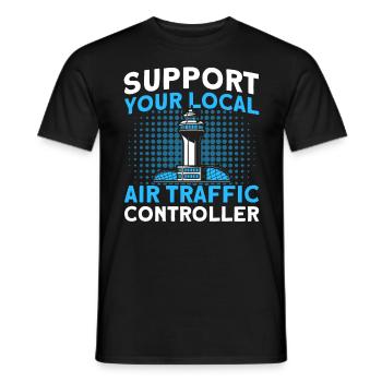 Cadeau d’aéroport de contrôle de la circulation aérienne - T-shirt homme - noir - Devant - AI Model Male 178 light (178cm)
