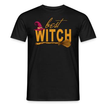 Halloween Hexenbesen - Best Witch - Männer T-Shirt - Schwarz - Vorne - AI Model Male 178 light (178cm)