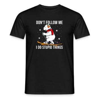 Skifahrer Ski Fahren Winter Schnee Bär Spruch - Männer T-Shirt - Schwarz - Vorne - AI Model Male 178 light (178cm)