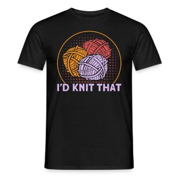 Knitting Fabric Knitting Knitting Gift - Men's T-Shirt - black - Front - AI Model Male 178 light (178cm)