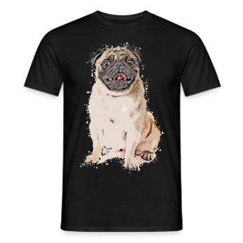 Pug Dog Pet Animal Cartoon Comic Style - Men's T-Shirt - black - Front - AI Model Male 178 light (178cm)