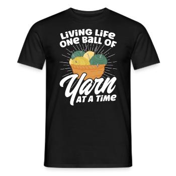 Yarn Knitting Knitting Knitting Fabric Gift - Men's T-Shirt - black - Front - AI Model Male 178 light (178cm)