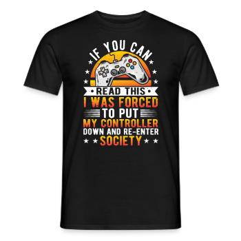 Gamer Gaming Gamer Design with Saying - Men's T-Shirt - black - Front - AI Model Male 178 light (178cm)