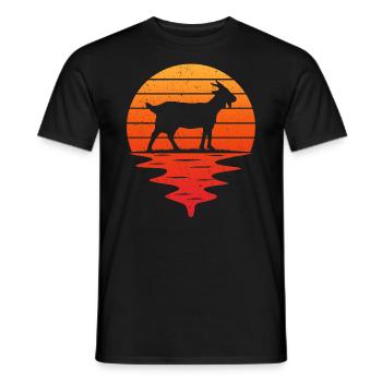 Sonnenuntergang Retro Ziegen T-Shirt Ziege - Männer T-Shirt - Schwarz - Vorne - AI Model Male 178 light (178cm)
