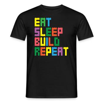 Enfants Blocs de construction Briques Jouets Blocs de serrage - T-shirt homme - noir - Devant - AI Model Male 178 light (178cm)