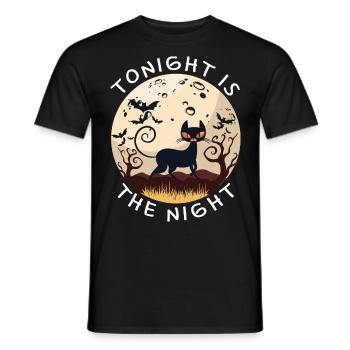 Ce soir, c’est la nuit du chat noir Halloween - T-shirt homme - noir - Devant - AI Model Male 178 light (178cm)