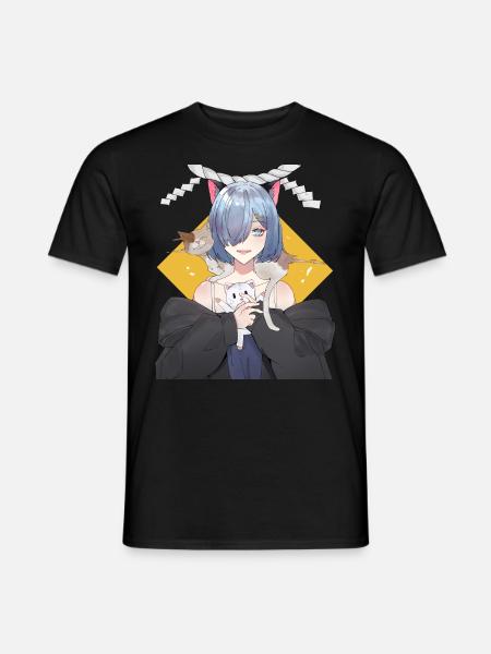 Kawaii Anime Neko Cat Pige Manga Otaku - Mænd T-shirt - sort