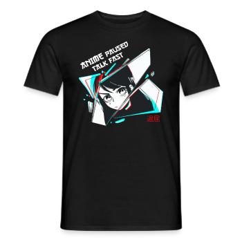 Anime Otaku Weeb Anime Paused Talk Fast - Männer T-Shirt - Schwarz - Vorne - AI Model Male 178 light (178cm)