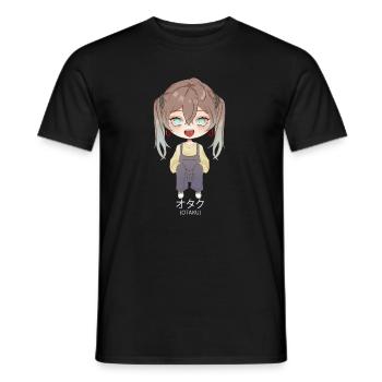 Otaku Anime Girl - Men's T-Shirt - black - Front - AI Model Male 178 light (178cm)