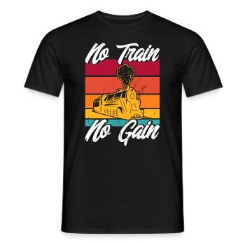 Lokomotive Modelleisenbahn Zugfahren Geschenk - Männer T-Shirt - Schwarz - Vorne - AI Model Male 178 light (178cm)