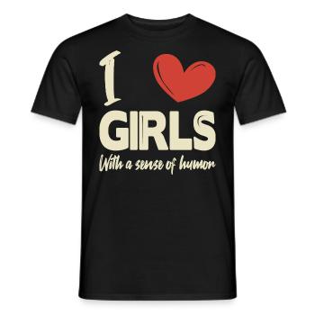 Ich liebe Mädchen - Männer T-Shirt - Schwarz - Vorne - AI Model Male 178 light (178cm)