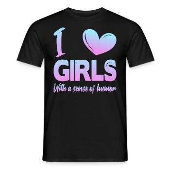 Ich liebe Mädchen - Männer T-Shirt - Schwarz - Vorne - AI Model Male 178 light (178cm)