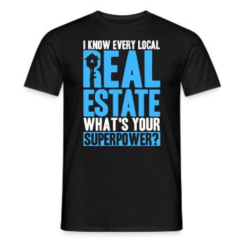 Immobilier Vendre maison Vente immobilière Geschen - T-shirt homme - noir - Devant - AI Model Male 178 light (178cm)