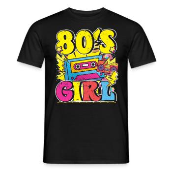 80 Girl 80s theme party - Men's T-Shirt - black - Front - AI Model Male 178 light (178cm)