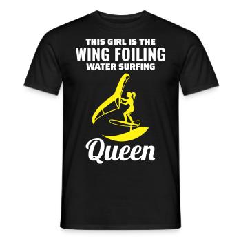 Wing Foiling Hydrofoil Surfing Surf Water Sport - T-shirt homme - noir - Devant - AI Model Male 178 light (178cm)