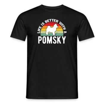Pomsky dog owner dog breed dog Pomsky - Men's T-Shirt - black - Front - AI Model Male 178 light (178cm)