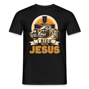Motorcyclist Chopper Faith Gift - Men's T-Shirt - black - Front - AI Model Male 178 light (178cm)