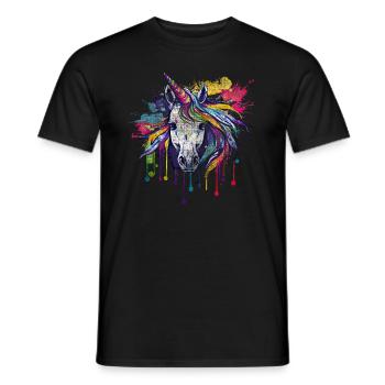 Licorne Magical Rainbow Éclaboussure de peinture colorée - T-shirt homme - noir - Devant - AI Model Male 178 light (178cm)