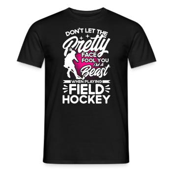 Field hockey game indoor field hockey team sports - Men's T-Shirt - black - Front - AI Model Male 178 light (178cm)