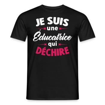 Je suis une éducatrice qui déchire - T-shirt homme - noir - Devant - AI Model Male 178 light (178cm)