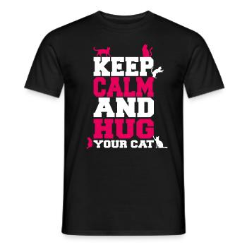 Keep Calm And Hug Your Cat Owner Cat Lover - Men's T-Shirt - black - Front - AI Model Male 178 light (178cm)
