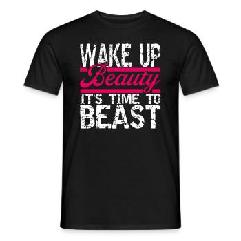 Wake up Beauty Fitness Gym Bodybuilding - Männer T-Shirt - Schwarz - Vorne - AI Model Male 178 light (178cm)