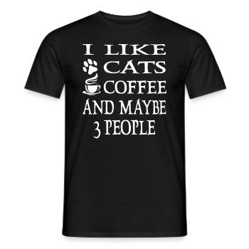 I Like Cats Coffee And Maybe Cat Owner Cat Lover - Men's T-Shirt - black - Front - AI Model Male 178 light (178cm)