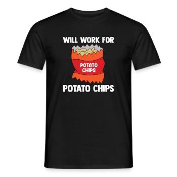 Will Work For Potato Chips - Love Potato Chips - Men's T-Shirt - black - Front - AI Model Male 178 light (178cm)