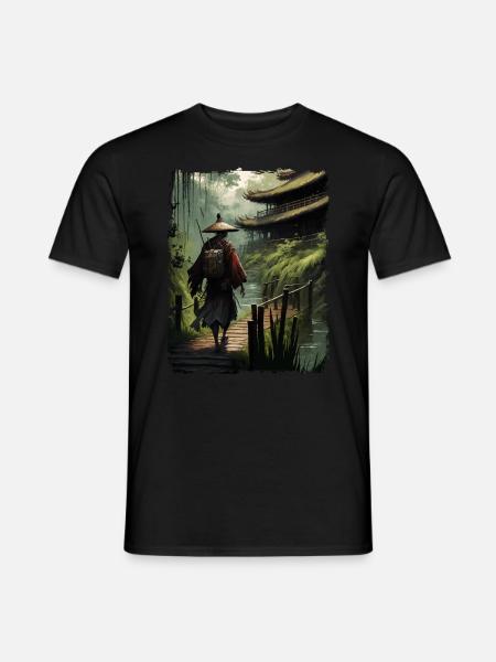 Samurai Japanese Temple Bridge River - Men's T-Shirt - black