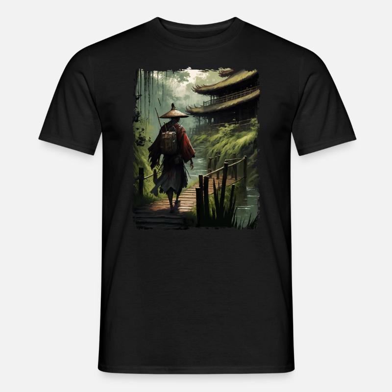 Samurai Japanese Temple Bridge River - Men's T-Shirt - black