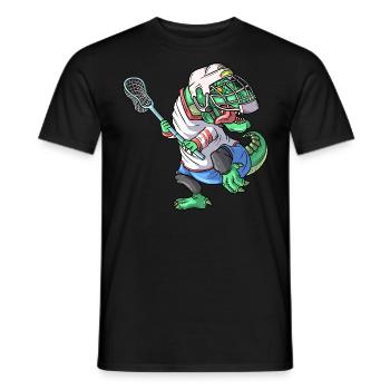 Lacrosse Dinosaur T-Rex Lacrosse Stick Funny Lax - Men's T-Shirt - black - Front - AI Model Male 178 light (178cm)