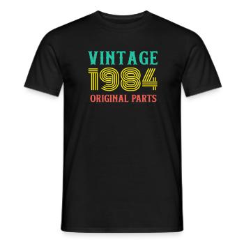 Year of Birth Vintage 1984 Original Parts Birthday - Men's T-Shirt - black - Front - AI Model Male 178 light (178cm)