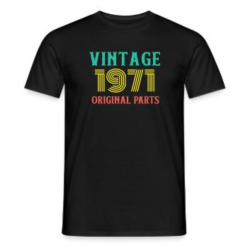 Year of Birth Vintage 1971 Original Parts Birthday - Men's T-Shirt - black - Front - AI Model Male 178 light (178cm)