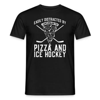 Pizza Pizzabäcker Eishockey - Men's T-Shirt - black - Front - AI Model Male 178 light (178cm)