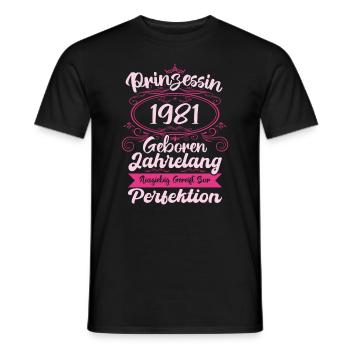 Prinzessin seit 1981 Geburtstag 1981 - Männer T-Shirt - Schwarz - Vorne - AI Model Male 178 light (178cm)