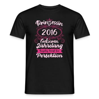 Prinzessin seit 2016 Geburtstag 2016 - Männer T-Shirt - Schwarz - Vorne - AI Model Male 178 light (178cm)
