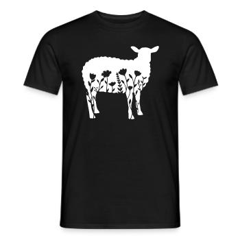 Sheep with flowers - Men's T-Shirt - black - Front - AI Model Male 178 light (178cm)