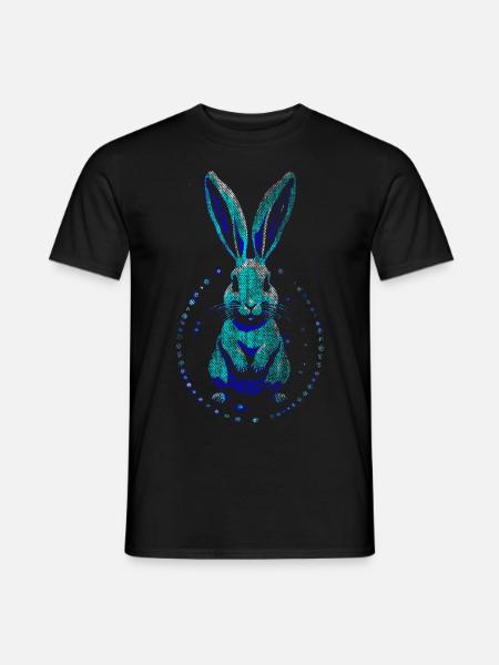 hause Blau Kunst Osterhase Kaninchen - Männer T-Shirt - Schwarz