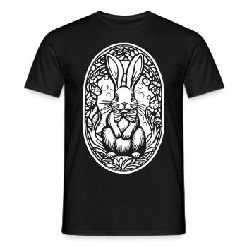 Black and White Easter Bunny Bunny - Men's T-Shirt - black - Front - AI Model Male 178 light (178cm)