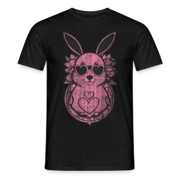 Cute rabbit pink pink heart - Men's T-Shirt - black - Front - AI Model Male 178 light (178cm)