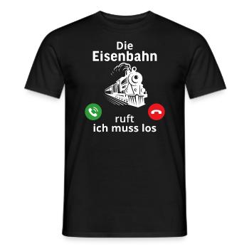 Die eisenbahn ruft und ich muss los lokführer - Männer T-Shirt - Schwarz - Vorne - AI Model Male 178 light (178cm)