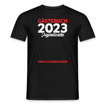 Gästebuch 2023 Jugendweihe Endlich Erwachsen! Gesc - Männer T-Shirt - Schwarz - Vorne - AI Model Male 178 light (178cm)
