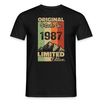 1987 Original - Fabriqué en 1987 - Edition Limitée - T-shirt homme - noir - Devant - AI Model Male 178 light (178cm)